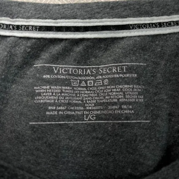 Victoria's Secret Women Long Sleeve T-Shirt Size L Colorblock Black Gray - Image 2