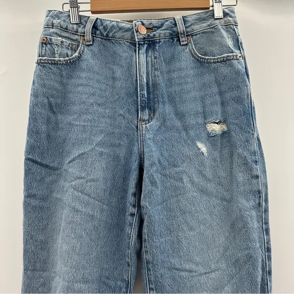 Garage Denim Droite 90s Straight Leg Light Wash Distressed‎ Raw Hem Jeans Sz 27 - Image 2