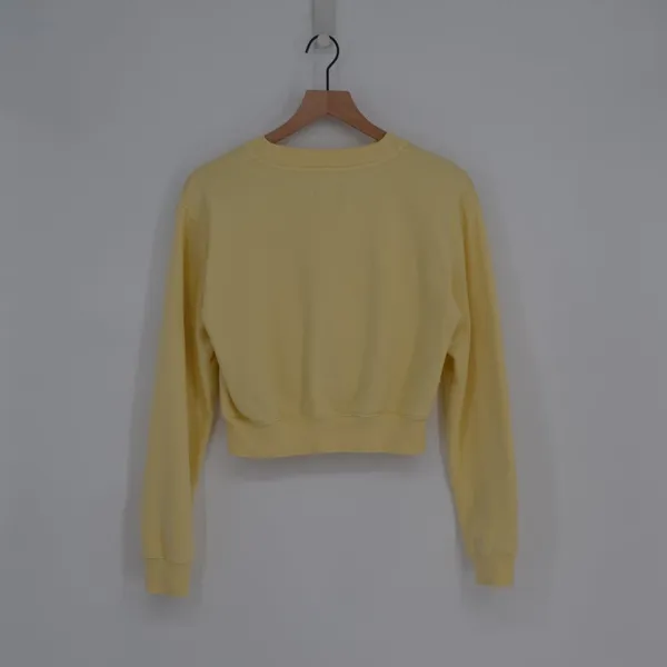 Aritzia TNA Cozy Fleece Perfect Crew Sweatshirt Yellow Solid Pullover Women's XS - Image 5