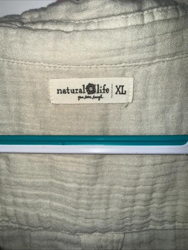 NATURAL LIFE Cream Textured Button-Front Casual Shirt Dress size XL - Image 3