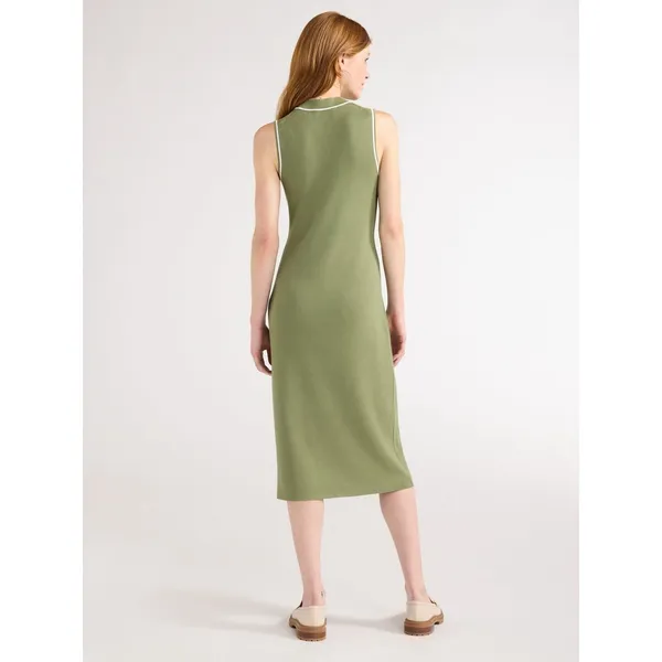 Free Assembly Womens Sweater Size L Bay Leaf Knit Midi Dress Sleeveless Casual - Image 3