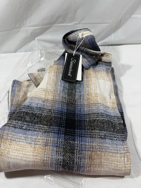 Casual Blue Plaid Button - Image 6