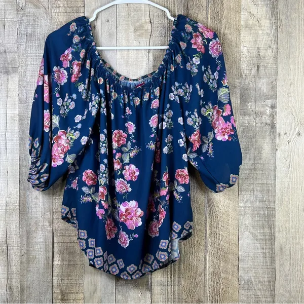 Jealous Tomato Size Medium Floral Top w/Balloon Sleeves & Elastic Stretc… - Image 3