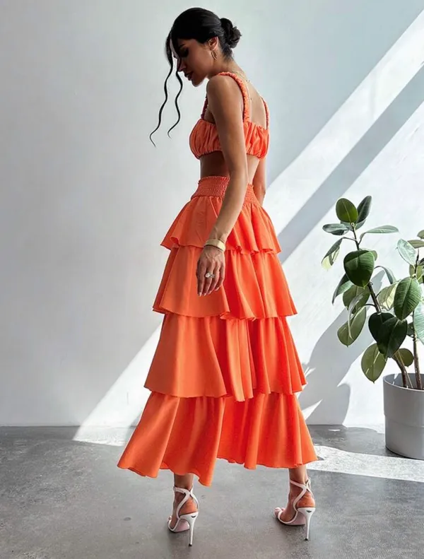 SheIn 2 Piece Top and Tiered Maxi Skirt - Image 2