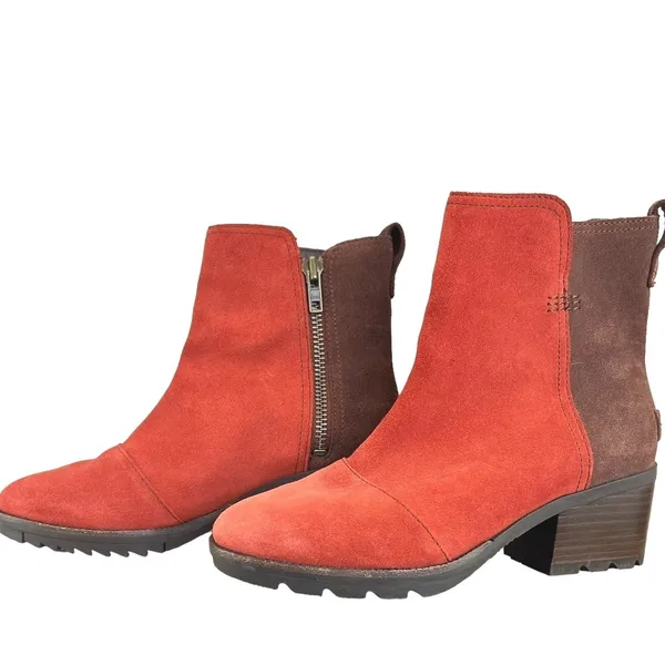 Sorel Cate Waterproof Suede Ankle‎ Booties Colorblock Lug Sole Womens Size 6 - Image 2