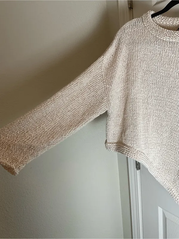 Zara Asymmetric Knit Sweater Size Small Cream / Off-White - Image 4
