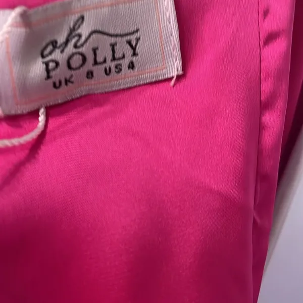 Oh Polly Timeless Romance Ruched Asymmetric Satin Mini Dress in Pink Size 4 - Image 9