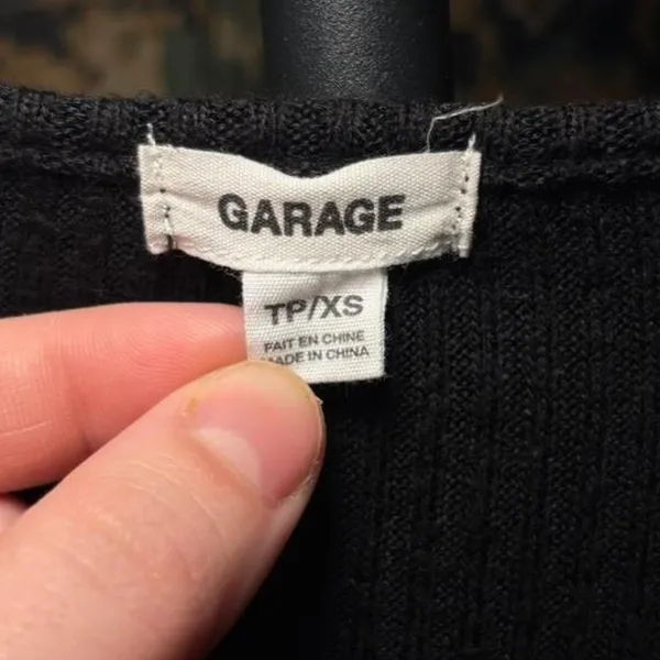 GARAGE Women's XS Black Ribbed Crop Top Casual Knit - Image 2