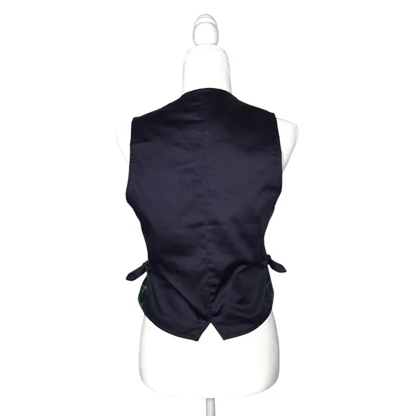 Vintage Eddie Bauer Vest S Lambswool Wool Waist Coat Buckle Plaid‎ Academia - Image 6