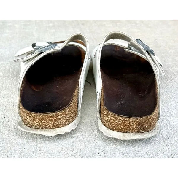 Birkenstock Arizona Unisex White Birko-Flor Sandals EU 39⁠ Cork Slide Buckle⁠ - Image 4