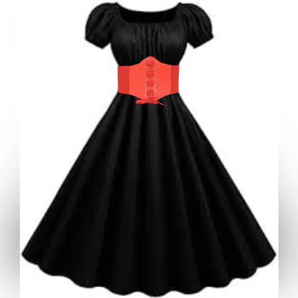 Corset Style Wide Girdle‎ Red Fashion Elastic Faux Leather Skinny Elastic Waist - Image 7