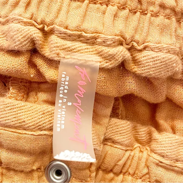 Free People Movement Size Small Peach Gauze Elastic Waist‎ Wide Leg Pants - Image 3