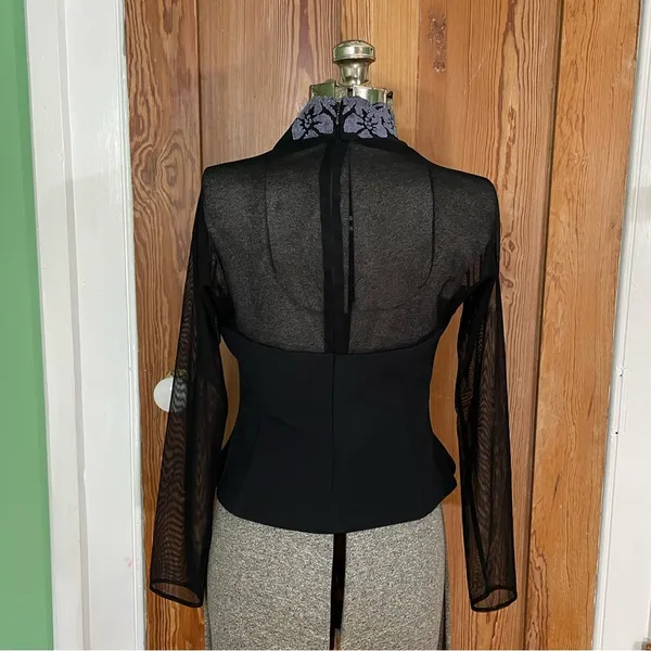 Vintage Beaded Sheer Festive Witchy Whimsy Goth Floral Beaded Top Sz Small - Image 12