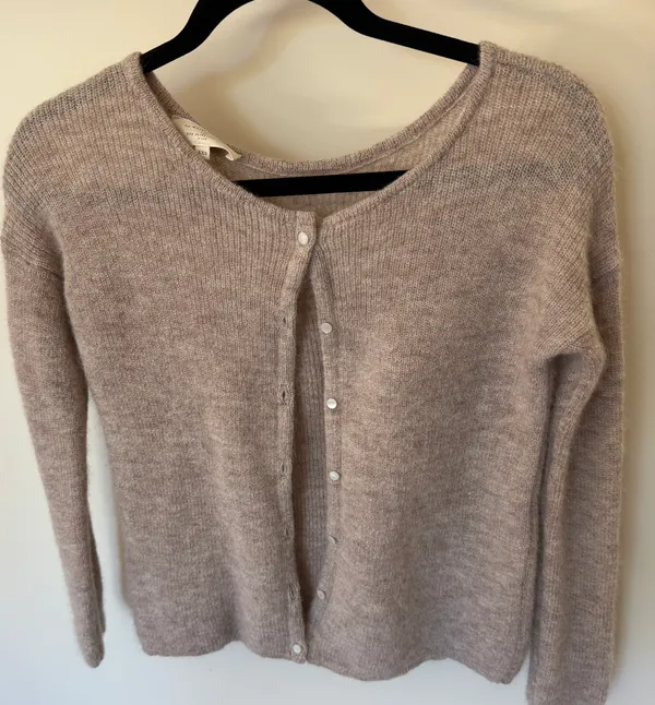 Sézane Light Beige Gaspard Cardigan Thin Knit Button Up Cardigan Top xxs - Image 2