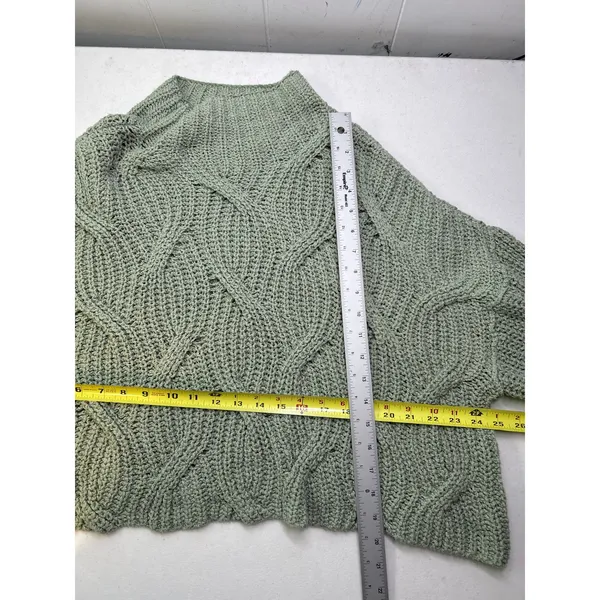FREE PEOPLE Seasons Change Boxy Sweater Bubble Sleeves in Sage Green Size S - Image 8