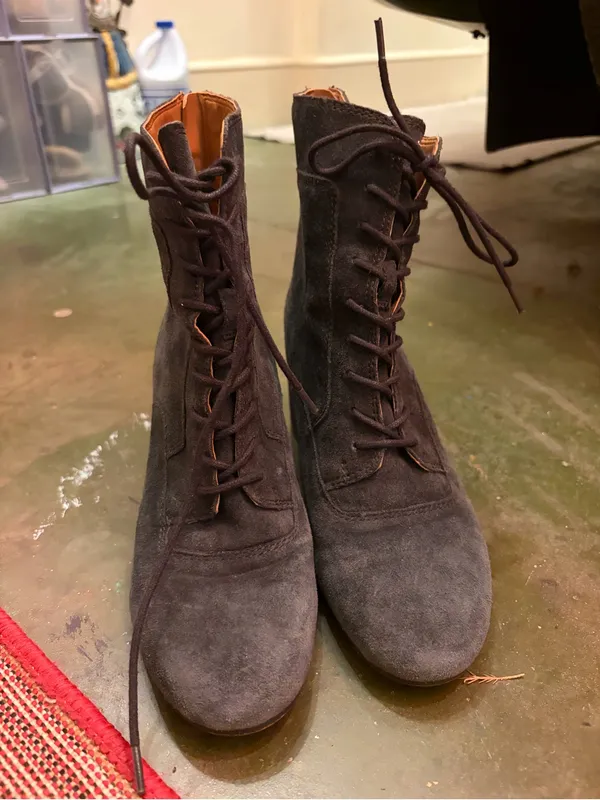 Sarto Leather & Suede Charcoal Gray Lace-Up Combat Ankle Boots Size7 - Image 3