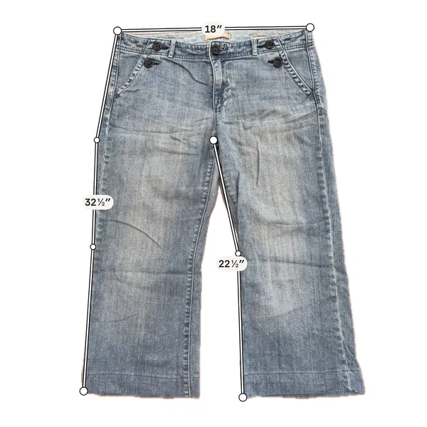 GAP Sailor Crop Jeans Women 12 Blue Excellent Vintage Y2K Wide Leg Denim - Image 2