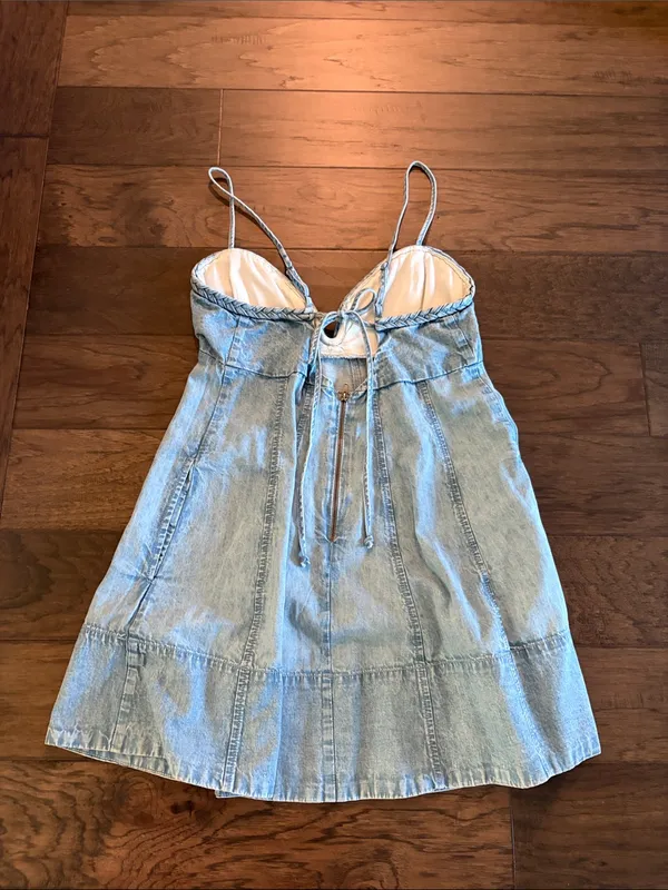 New With Tags Free People Altura Denim Mini Dress Sz M - Image 10