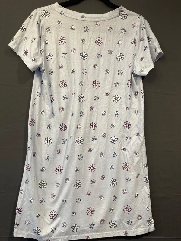 Women M Life Is Good Sleep Floral Nightshirt Sleepshirt Lounge T Shirt Dress - Image 4