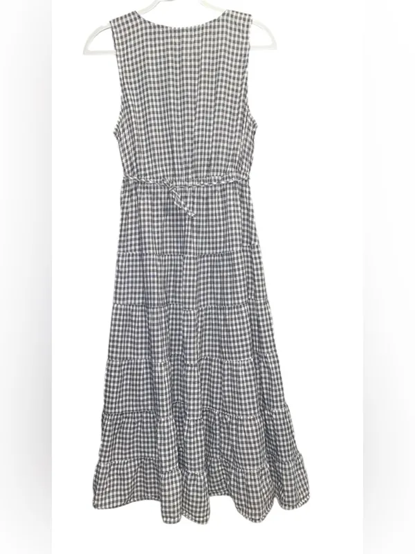 Max Studio London maxi dress features a black and white gingham check print L - Image 3
