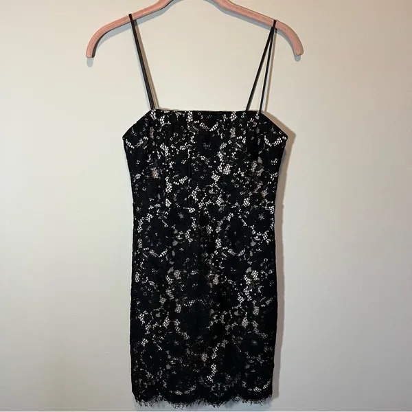 Lulu's‎ Black Floral Lace Mini Dress Keep It Social XS - Image 2