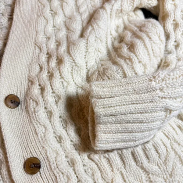 Brandy Melville Cardigan Sweater Fisherman One Size Cream Wool Blend Cable Knit - Image 8