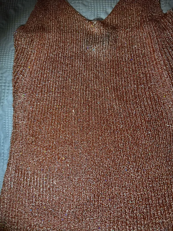 White Fox Boutique Love Galore Sequin Knit Top Peach - Image 6