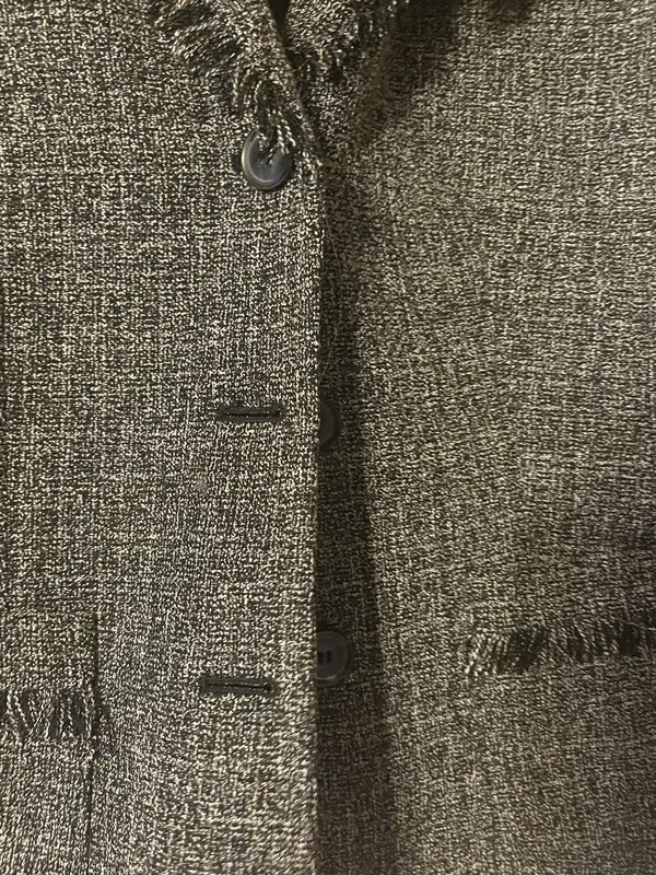 Norton McNaughton Women's Tweed Fringe Blazer Black White Sz 10P - Image 5
