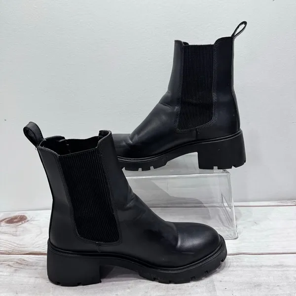Steve Madden Black Chelsea Ankle Boot Combat Goth Sock Chunky Lug Kiley 11M - Image 2