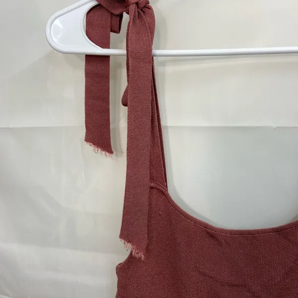 EUC Urban Outfitters women’s copper brown stretch tie strap ribbed mini dress‎ S - Image 2
