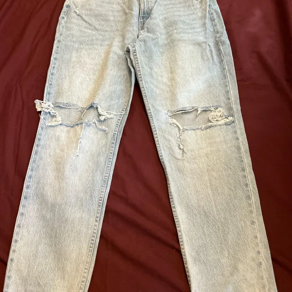 Zara Light Wash High-Rise Ripped Jeans - Image 2