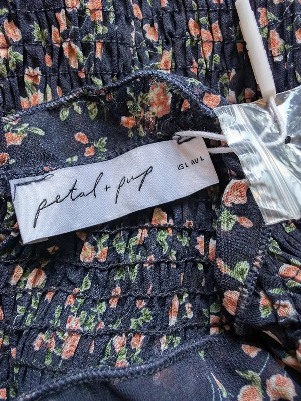 NWT Petal & Pup Floral Long Sleeve Maxi Dress Large Navy/Pink - Image 3