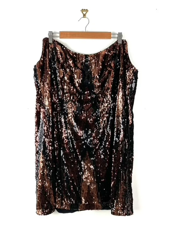 Anthropologie Strapless Sequin Mini Dress Brown/Black Size 22W NWT - Image 2