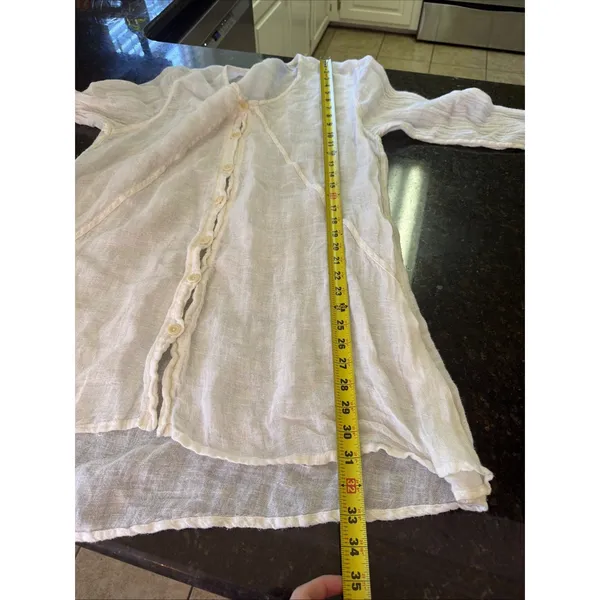 Flax Linen Sz M Cream White Sheer Tunic Top Shirt Dress Beach Coverup Breezy - Image 7