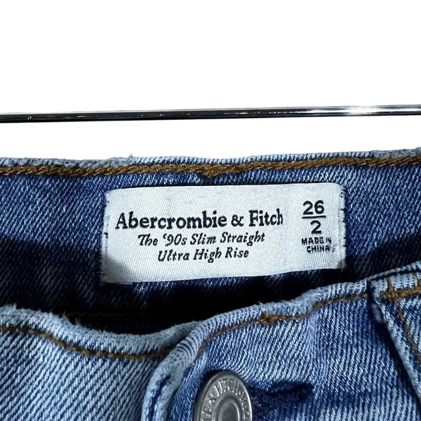 Abercrombie & Fitch The 90s Slim Straight Ultra High Rise Jeans Blue Size 26/2 - Image 6