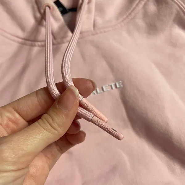 ALPHALETE Pink Hoodie Sweatshirt Pullover Drawstring Hood Pockets Size S - Image 4