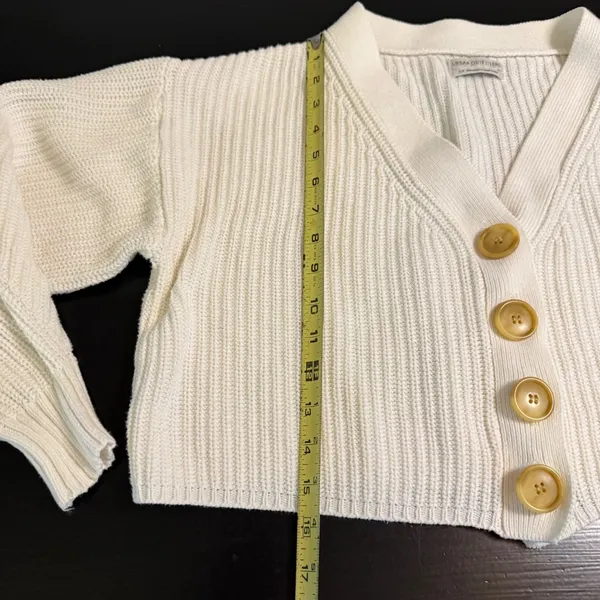 Urban Outfitters Womens Small Cream‎ Ribbed Knit Cropped Button Front Cardigan - Image 2