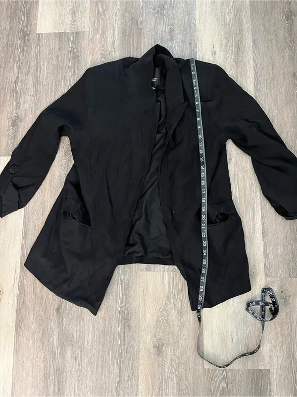 Simply Vera Wang Womens XL Black Draped Open Front Boyfriend Blazer 3/4 Sleeve - Image 12