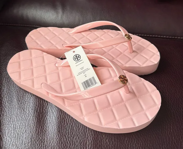 Tory Burch 2 inches platform Willa flip flop with Gold Emblem NWT Pink blossom - Image 4