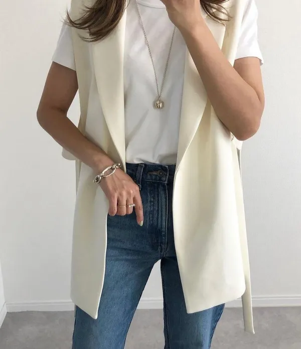 Zara blazer vest coat cream waistcoat with vents - Image 4