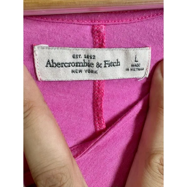 Abercrombie & Fitch Pink Cotton Gray Logo Graphic Swing Tank Top Womens Size L - Image 4