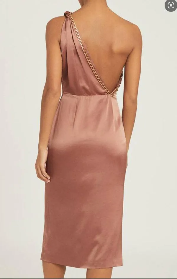 NWT Brown Adaline One-shoulder Satin Midi - Image 2