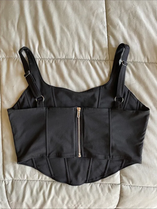 Reoria Black Women's Corset Crop Top - Image 3