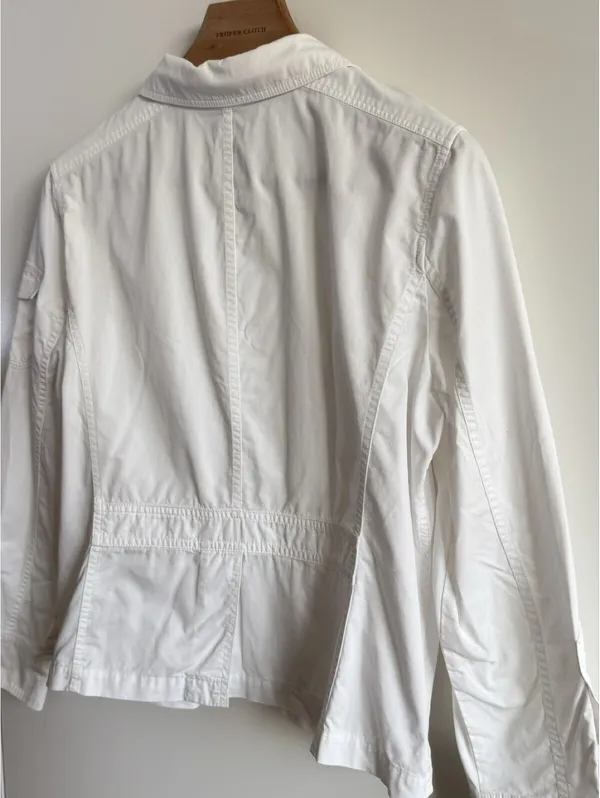 L.L.Bean White Cotton Utility Safari Field Jacket 4 Pocket Button Womens - Image 8