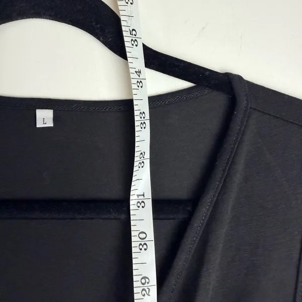 Halara Deep V Neck High Low Crossover Hem Midi Dress Black Large NWT - Image 7