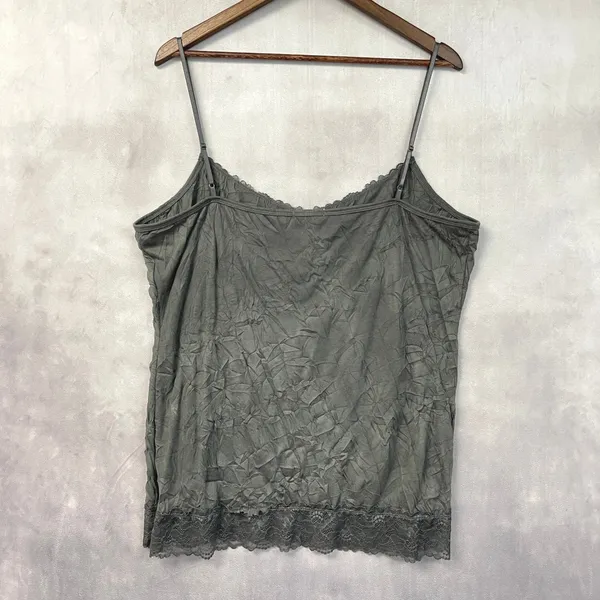 Maurices Cami Tank Top Women XXL Gray Crinkle Lace‎ Trim Coquette Fairy Grunge - Image 2