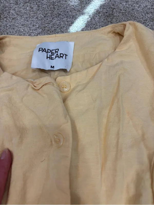 Paper Heart Linen Blend Vest and Skort Set Light Yellow Medium Linen Set - Image 14
