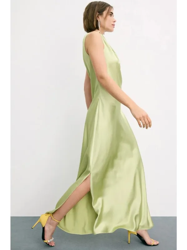 Veronica Beard Tanya Taylor Stassi Dress in Light Parakeet 8 Womens Long Satin Maxi Gown - Image 14