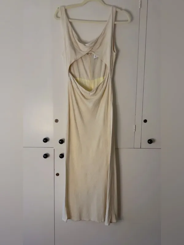 Petal & Pup linen blend Midi Dress Open Back Tie Minimal Chic - Image 2