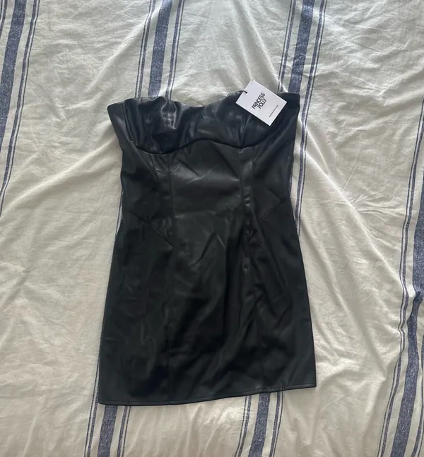 Princess Polly Black leather Mini dress - Image 3